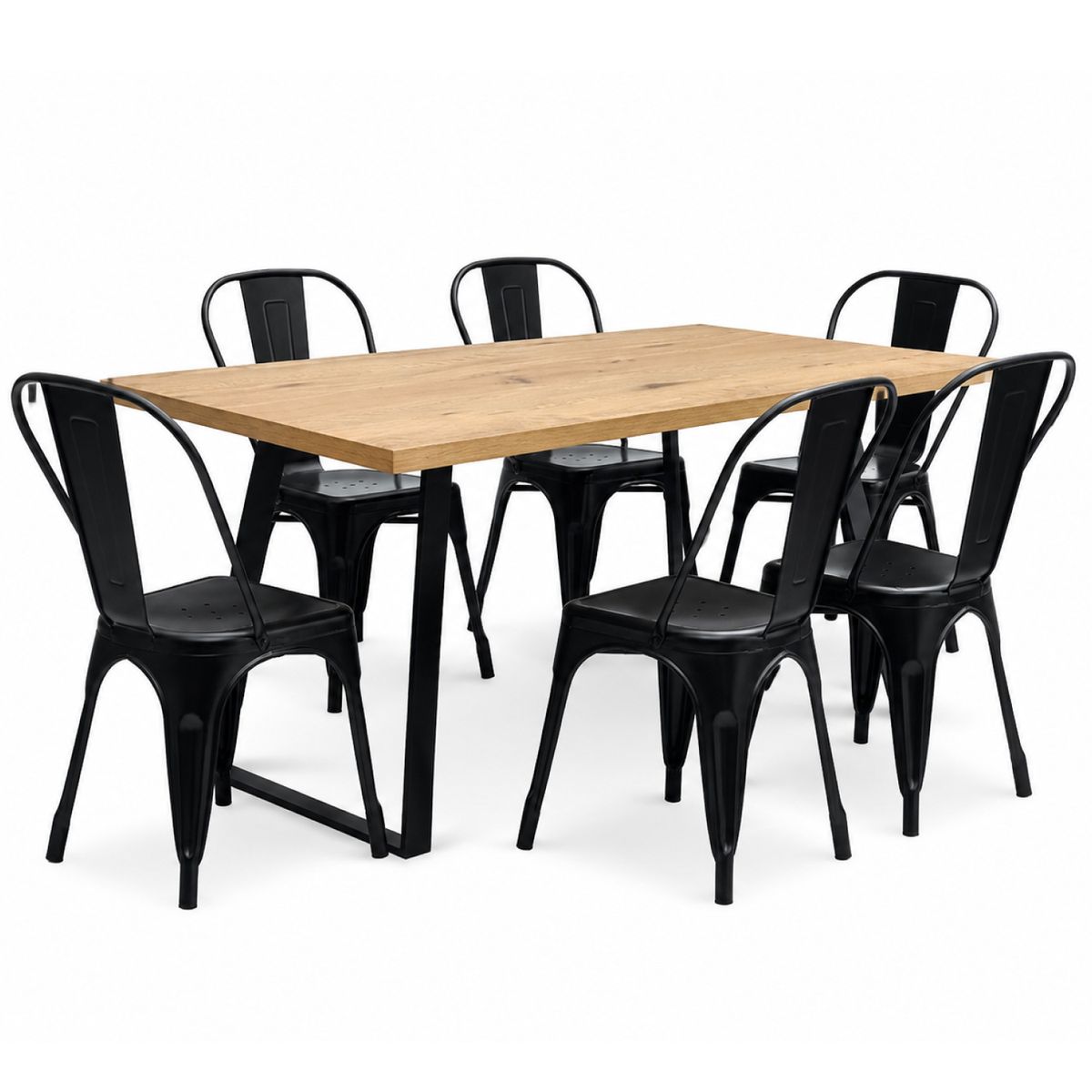 NOVAHUS - Comedor New York Mesa 75 x 80 x 150 cm + 6 Sillas Tolix Ind.