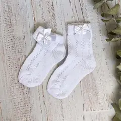 WAWA BABY DESIGN - Calcetines blancos crochet niña