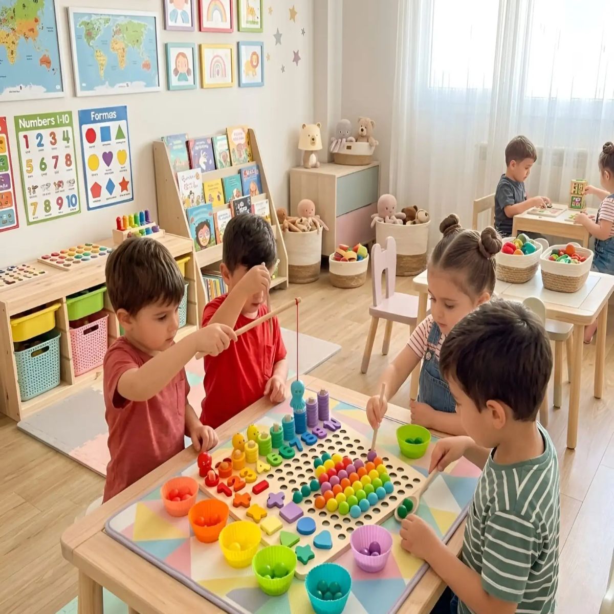 GENERICO - Tablero Didáctico de Madera Montessori 7 en 1