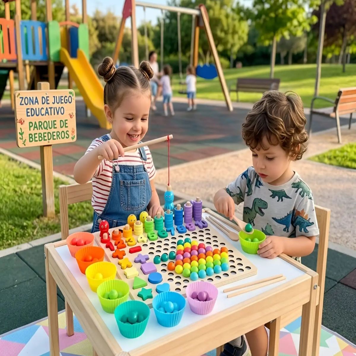 GENERICO - Tablero Didáctico de Madera Montessori 7 en 1
