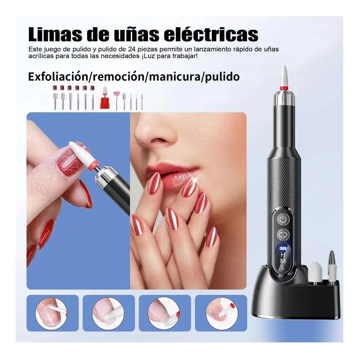 GENERICO - Drill Profesional Uñas Eléctrica 20 En 1 Taladro Para Uñas BELUG