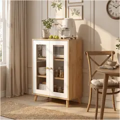 HOMER DESIGN - Aparador Buffet De Cocina Comedor Puerta De Vidrio 60cm