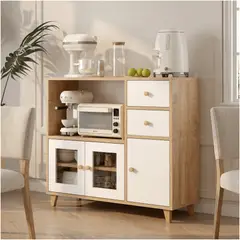 HOMER DESIGN - Aparador Buffet De Cocina Comedor Puerta De Vidrio 90cm