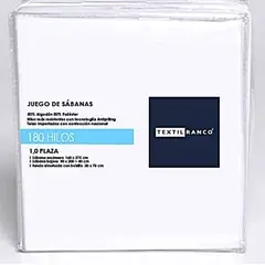 TEXTIL RANCO - JUEGO DE SÁBANAS 180 HILOS 1 PLAZA