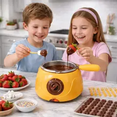 TASBEL - Olla Fuente Para Derretir Chocolate Amarilla De Aluminio Dulce Salado