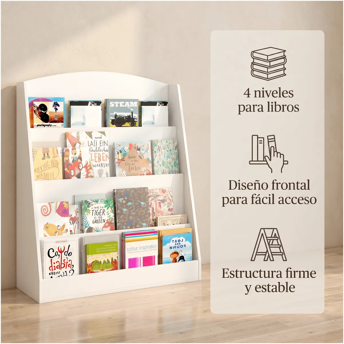 HOMER DESIGN - Organizador De Libros Repisa Estante Biblioteca Librero 80cm