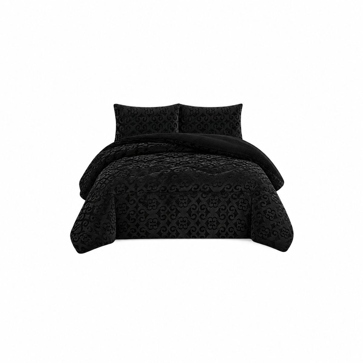 GENERICO - Plumón Plush Negro Estampado 2 Plazas Ultra Suave  Abrigo Invierno Premium