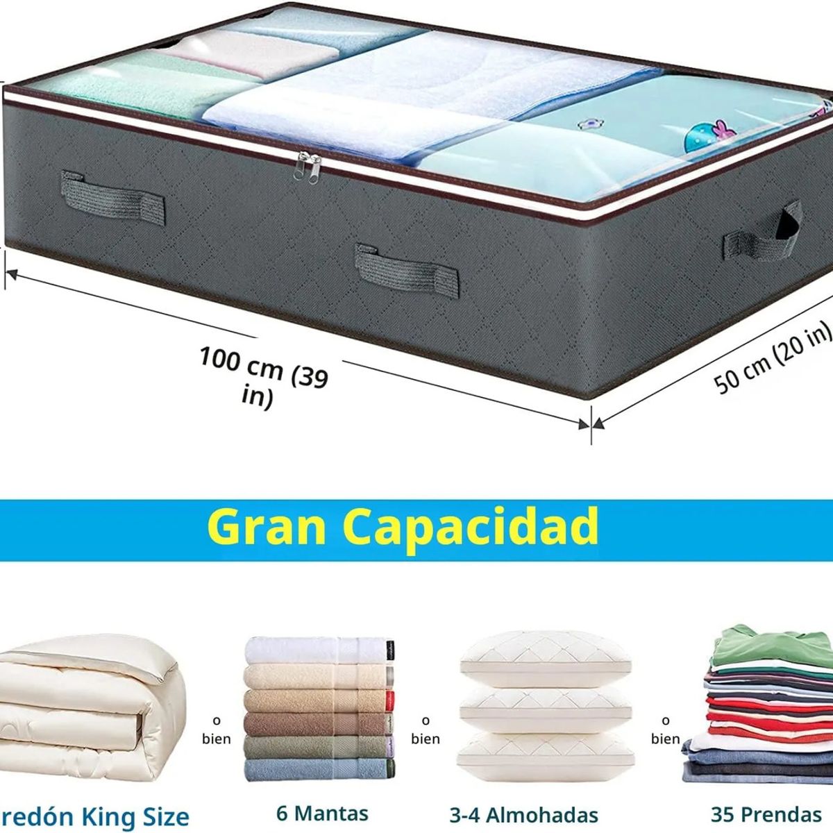 EVERSO - 6 Unidades Cajas Organizadoras De Ropa Plegables Bajo Cama