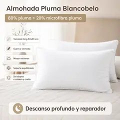 SPACE HOME - Almohada King Royal Cloud Biancobelo 80% Pluma, Suave, Cómoda y de Mayor Volumen