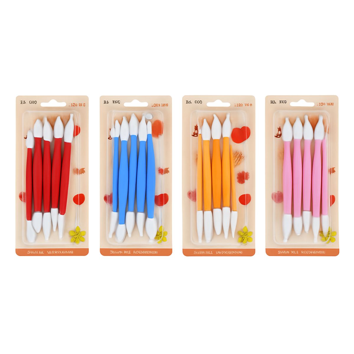 GENERICO - Estecas de Maquillaje - Set de 4 Piezas Multicolor
