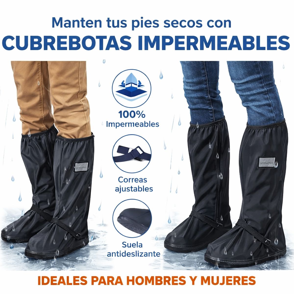MOVI - ¡ESPECIAL INVIERNO Cubre botas- calzado agua, lluvia Impermeable con Suela Antideslizante. TALLA L