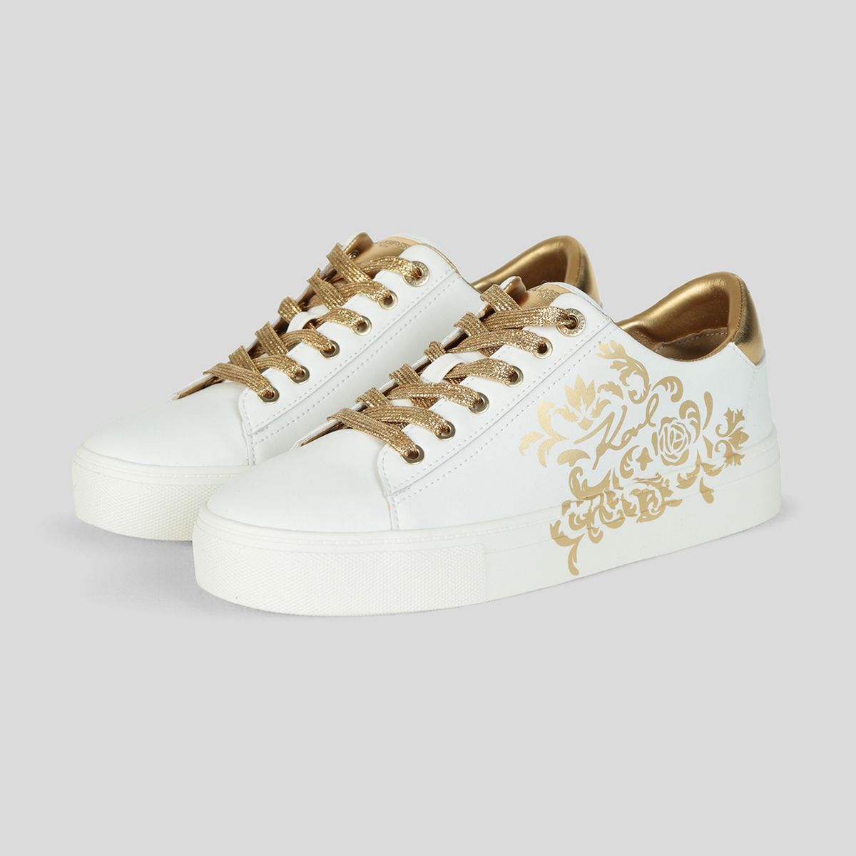 KARL LAGERFELD - Zapatillas blancas con bordado rococó