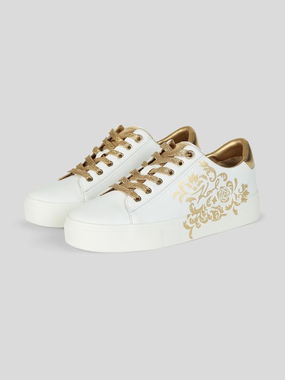 Zapatillas blancas con bordado rococó Blanco