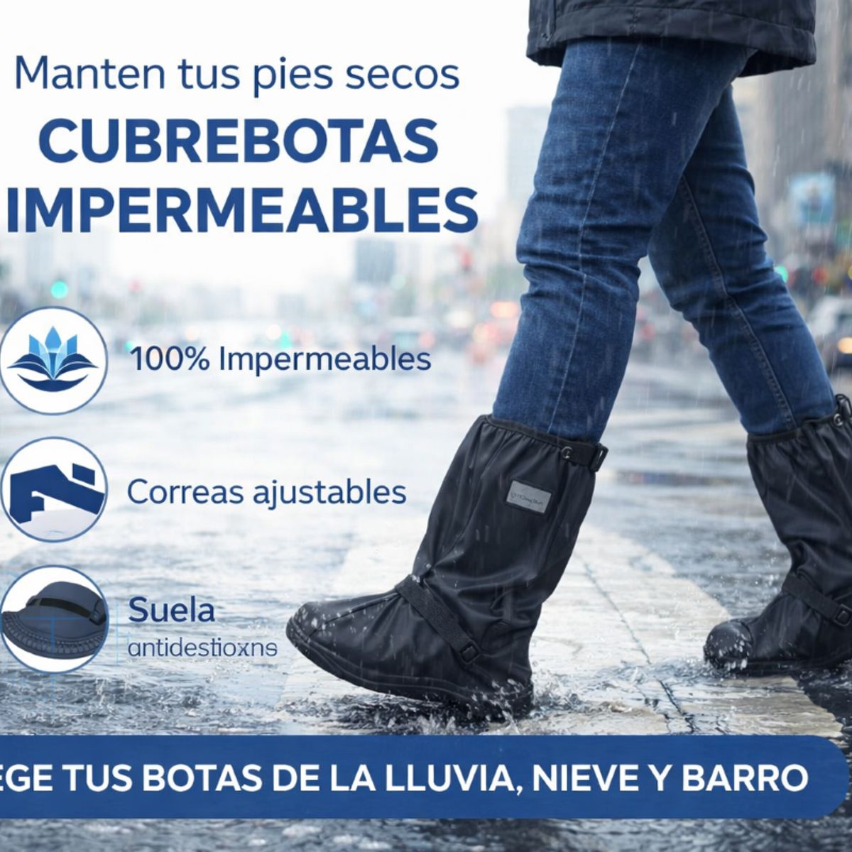 MOVI - ¡ESPECIAL INVIERNO Cubre botas- calzado agua, lluvia Impermeable con Suela Antideslizante. TALLA XL