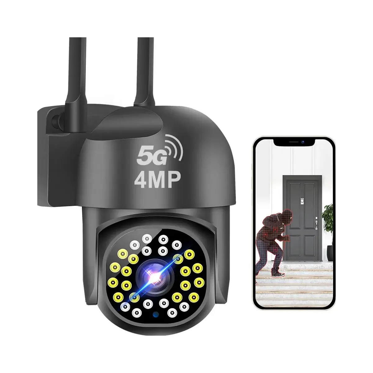 GENERICO - 5g Cámaras De Seguridad Con Led Alarma Wifi6