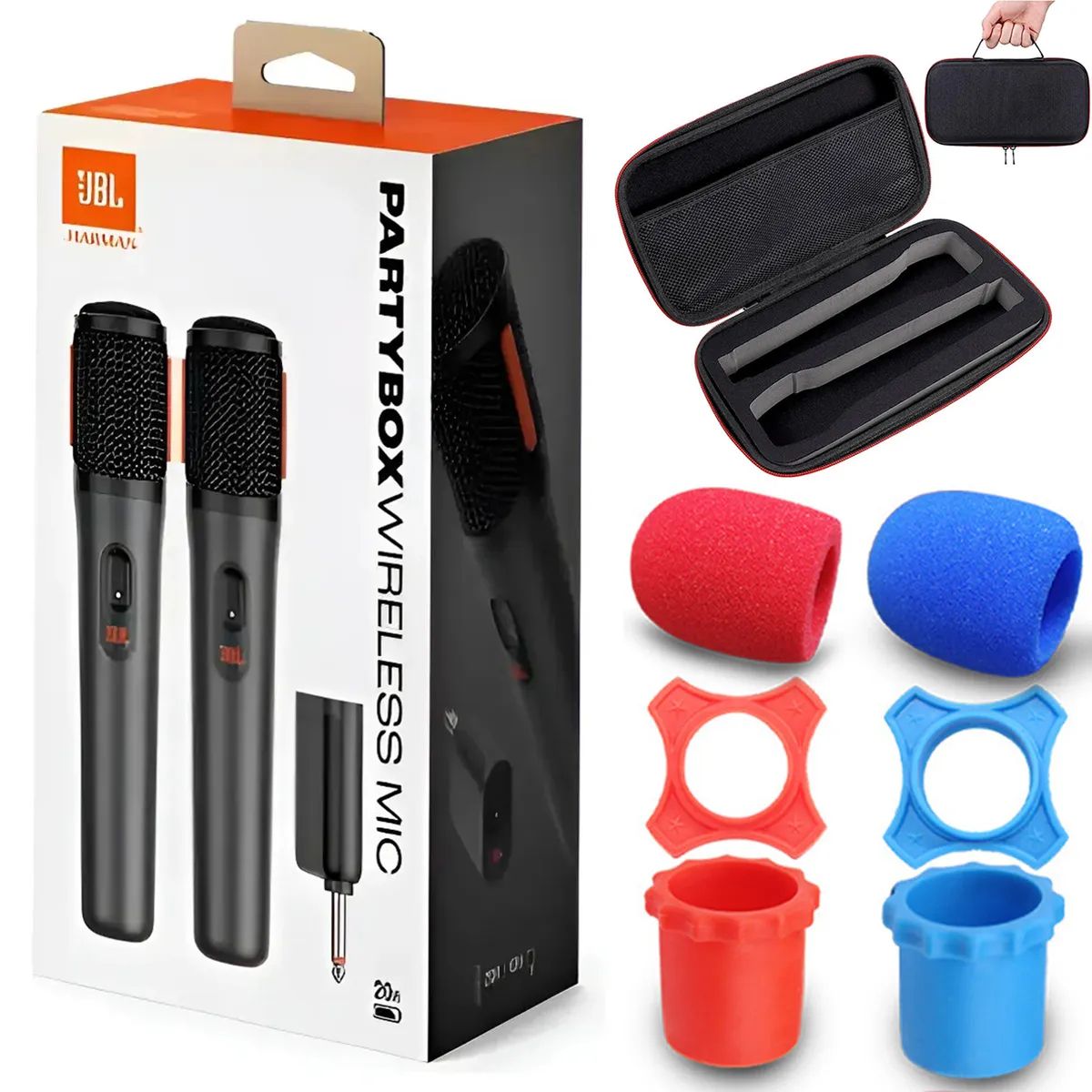 JBL - JBL PartyBox Wireless Mic - Inalámbrico y Recargable + Funda antideslizante y Funda De Transporte