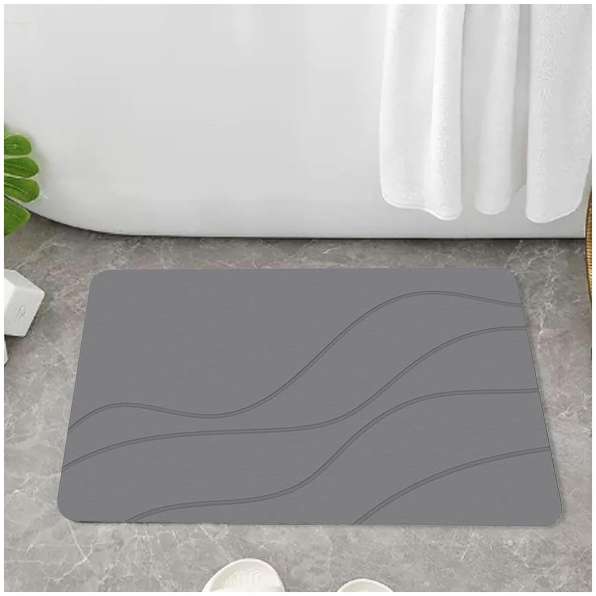 KUANGYE - Piso Baño Diatomita Absorbente Alfombra Ducha Secado Rápido