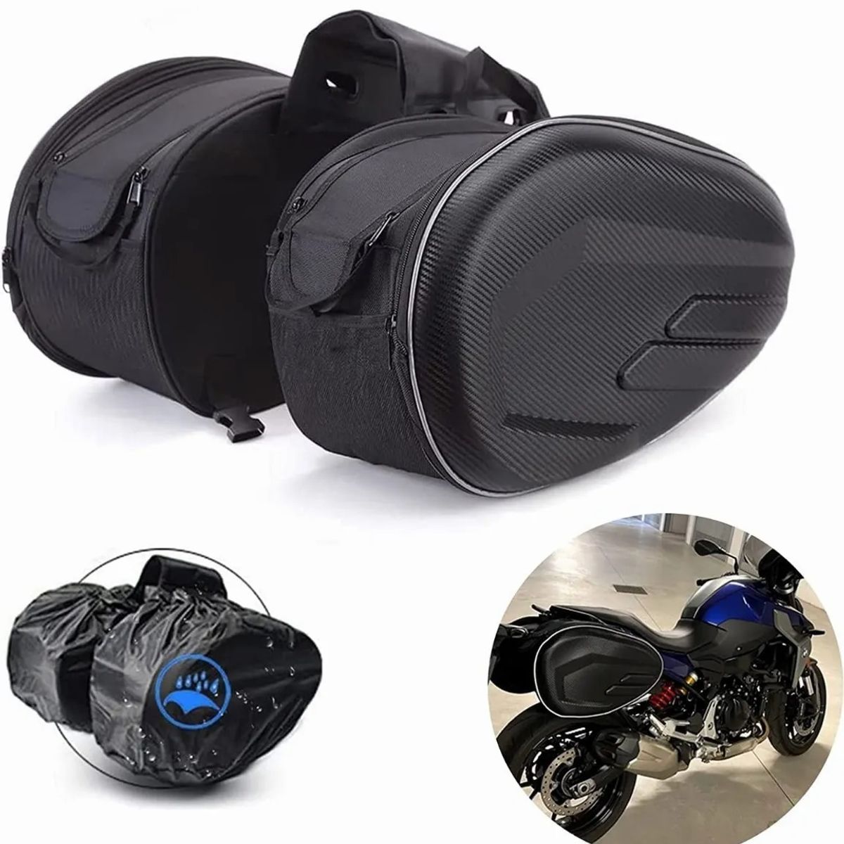 BLUEDREAMER - Alforjas De Motocicleta Semirigidas Expansibles Hasta 58lts
