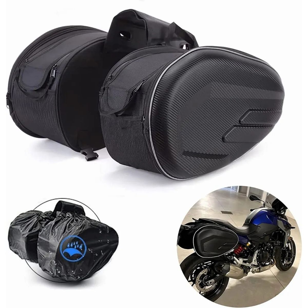 BLUEDREAMER - Alforjas De Motocicleta Semirigidas Expansibles Hasta 58lts