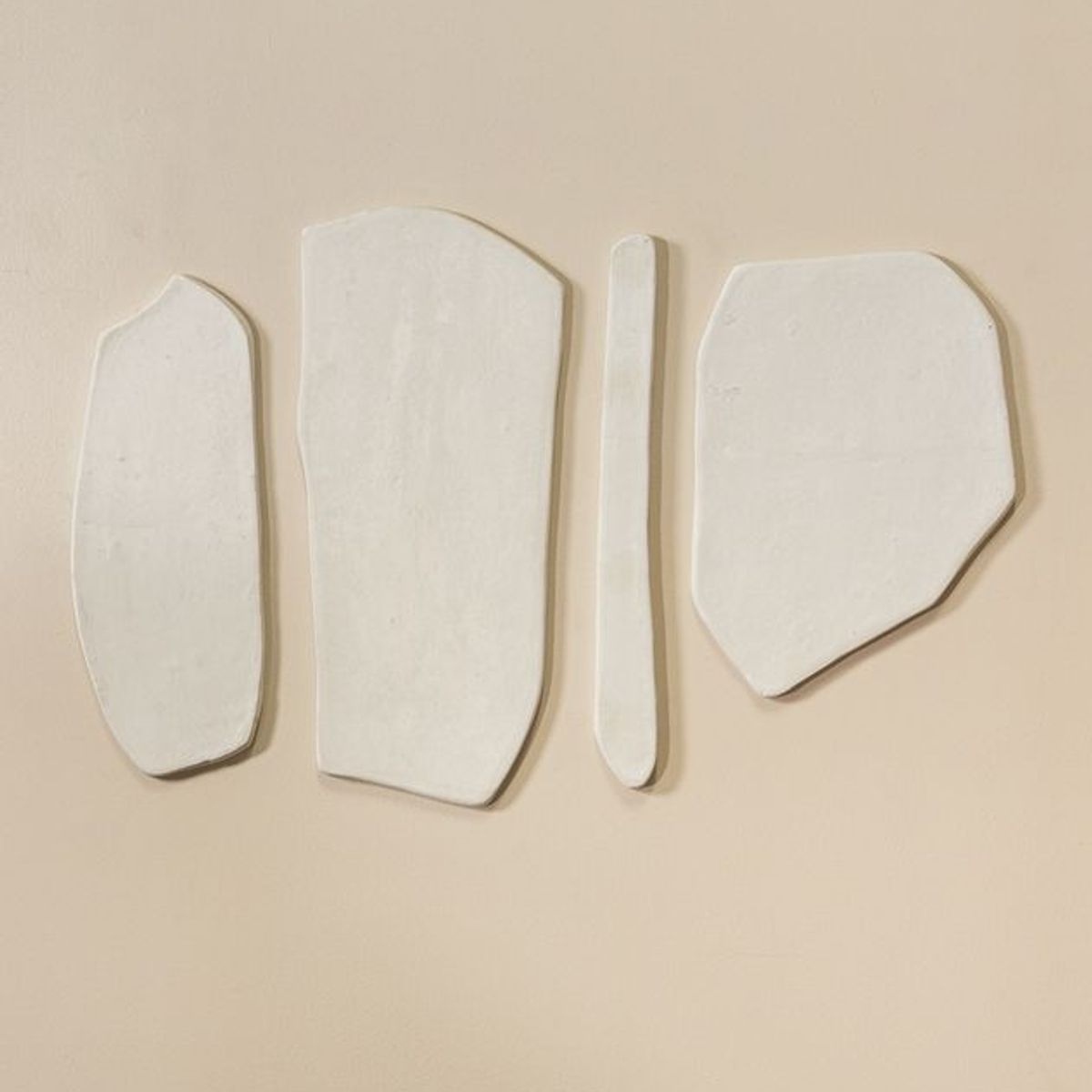 AMOBLE - Set Paneles Murales Lua 4 Amoble Blanco Papel Maché Irregular