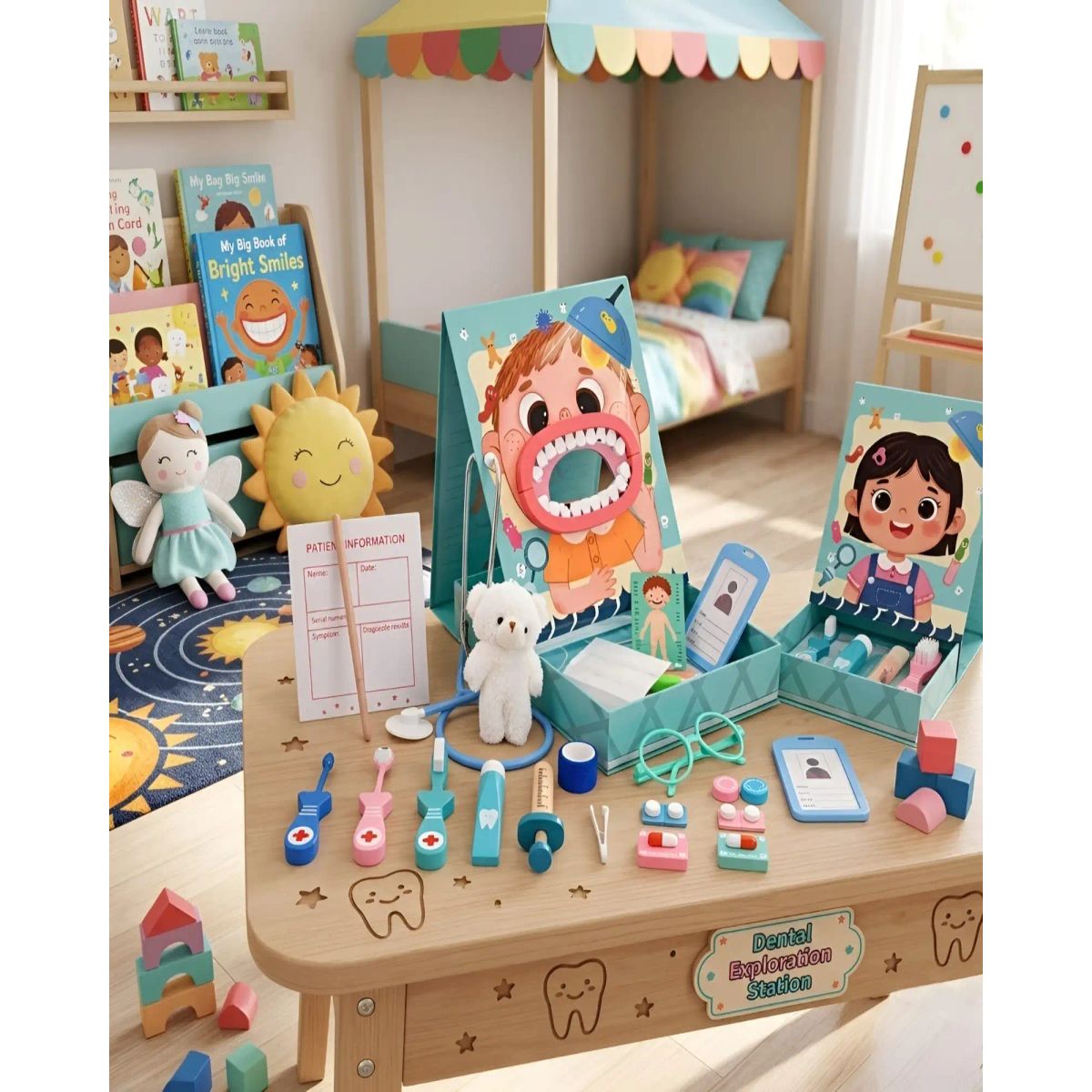 GENERICO - Set de Doctor y Dentista Didáctico de Madera para Niños