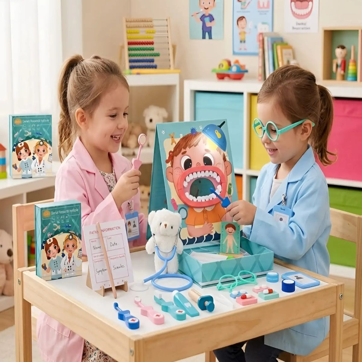 GENERICO - Set de Doctor y Dentista Didáctico de Madera para Niños