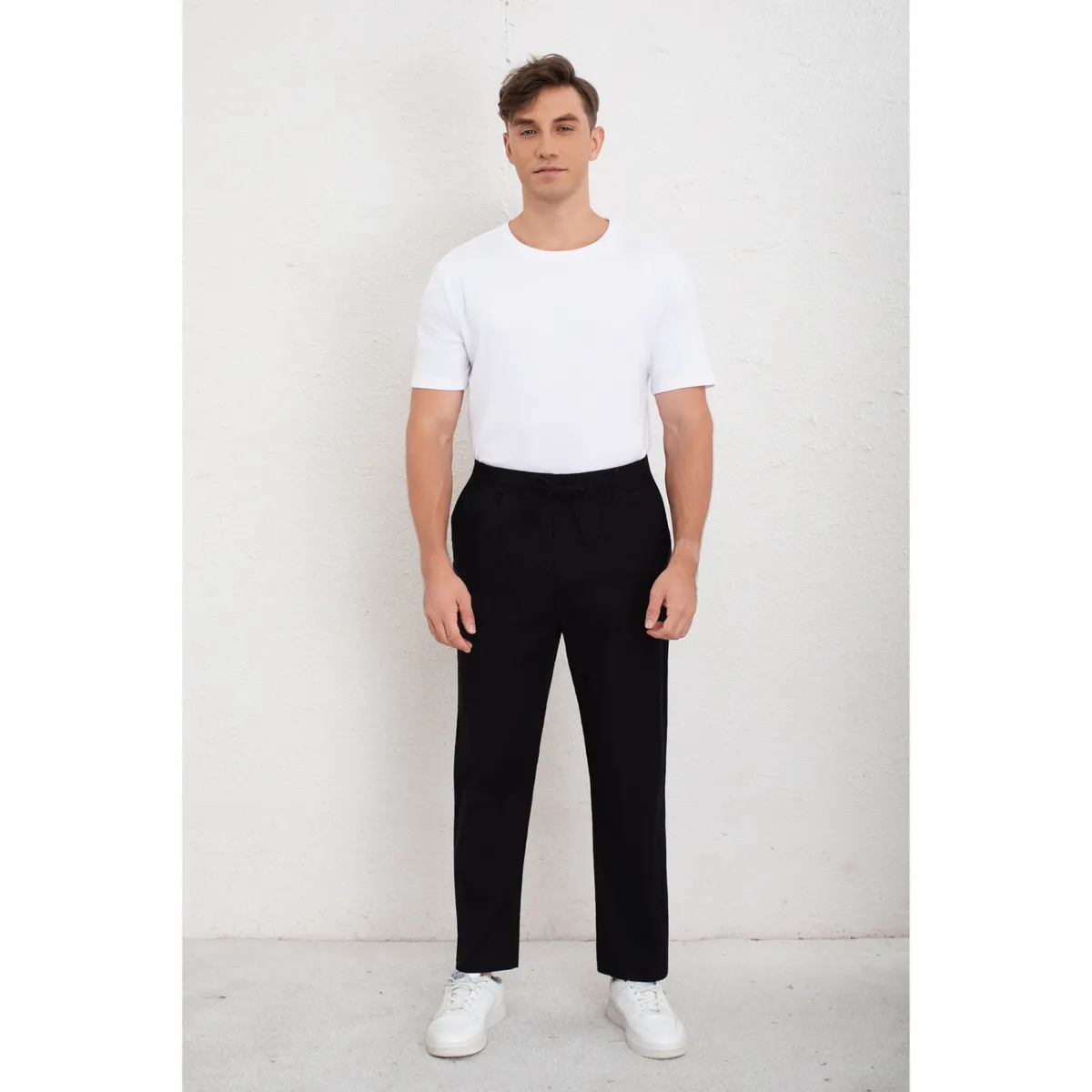 LIKE SHOP - Pantalón De Vestir Hombre Tipo Lino Casual Verano Liso 7147