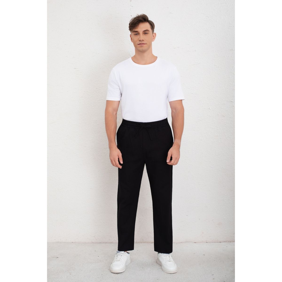 LIKE SHOP - Pantalón De Vestir Hombre Tipo Lino Casual Verano Liso 7147
