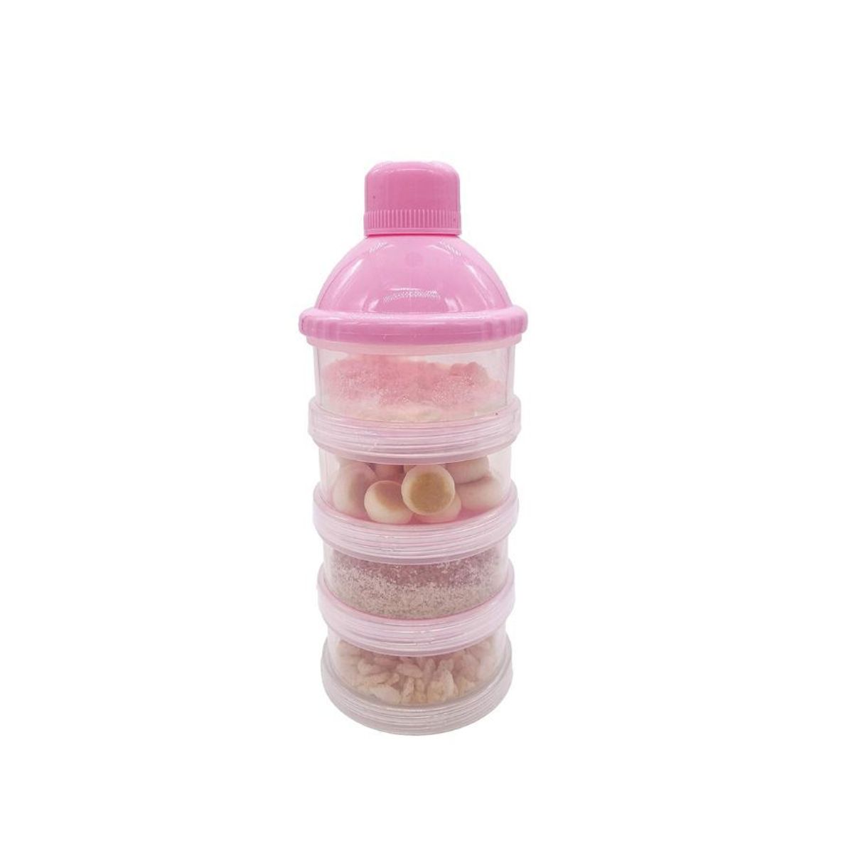 GENERICO - Dispensador Dosificador De Leche En Polvo Y Snacks  Apilable Bebé 4 Niveles Rosa