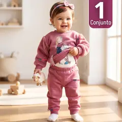 TEDMIMAK - Conjunto 3 Piezas Buzo Pantalón Polerón Body De Algodón Burdeo Bebé Niña