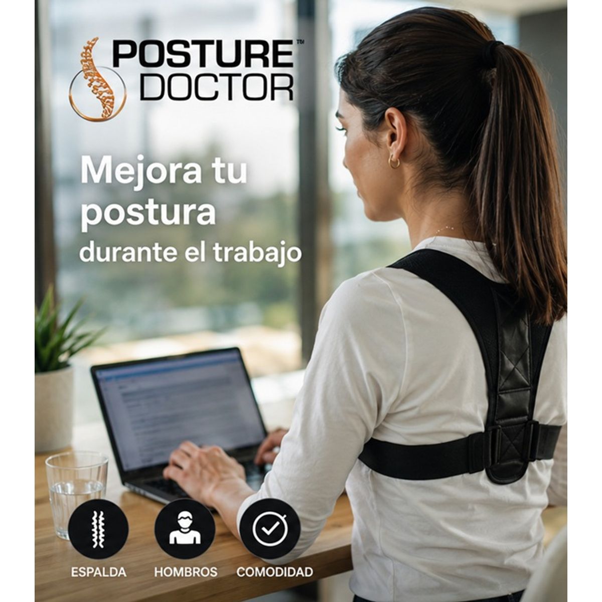 POSTURE DOCTOR - Corrector de Postura Ajustable Unisex para Espalda y Hombros  Soporte Lumbar y Cervical Ergonómico