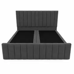 GENERICO - Cama 2 Plazas Turín Gris Oscuro con Doble Respaldo – Diseño Moderno y Máximo Confort