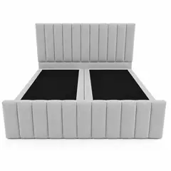 GENERICO - Cama 2 Plazas Turín Gris Claro con Doble Respaldo – Diseño Moderno y Máximo Confort