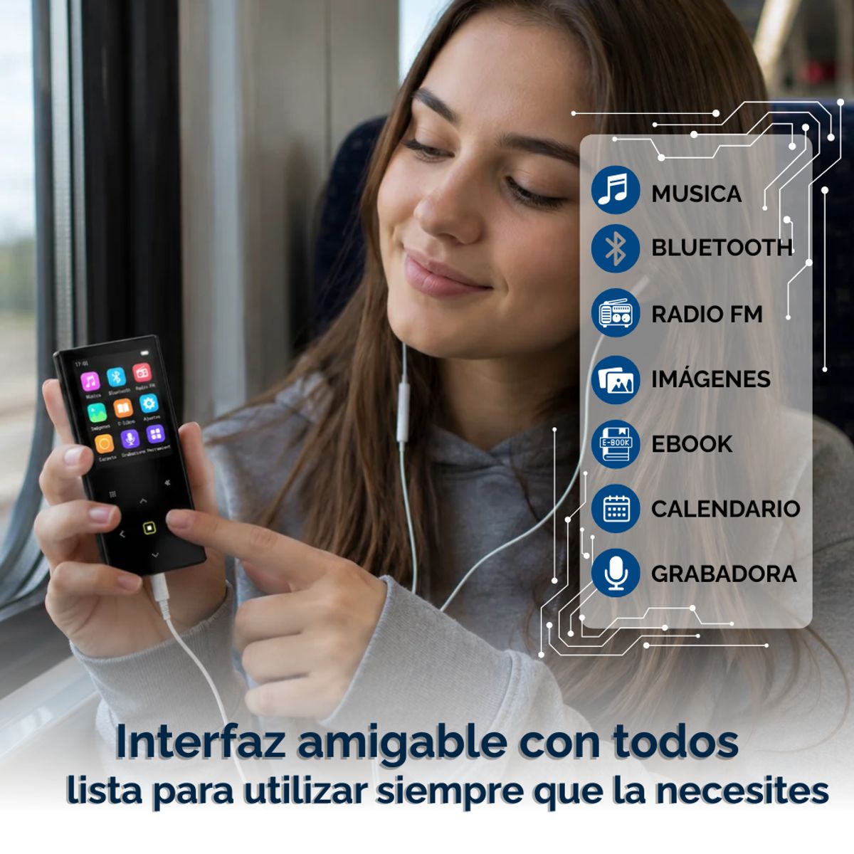 OEM - Reproductor Mp3 De Musica Bluetooth 32 Gb Radio Fm Usb C