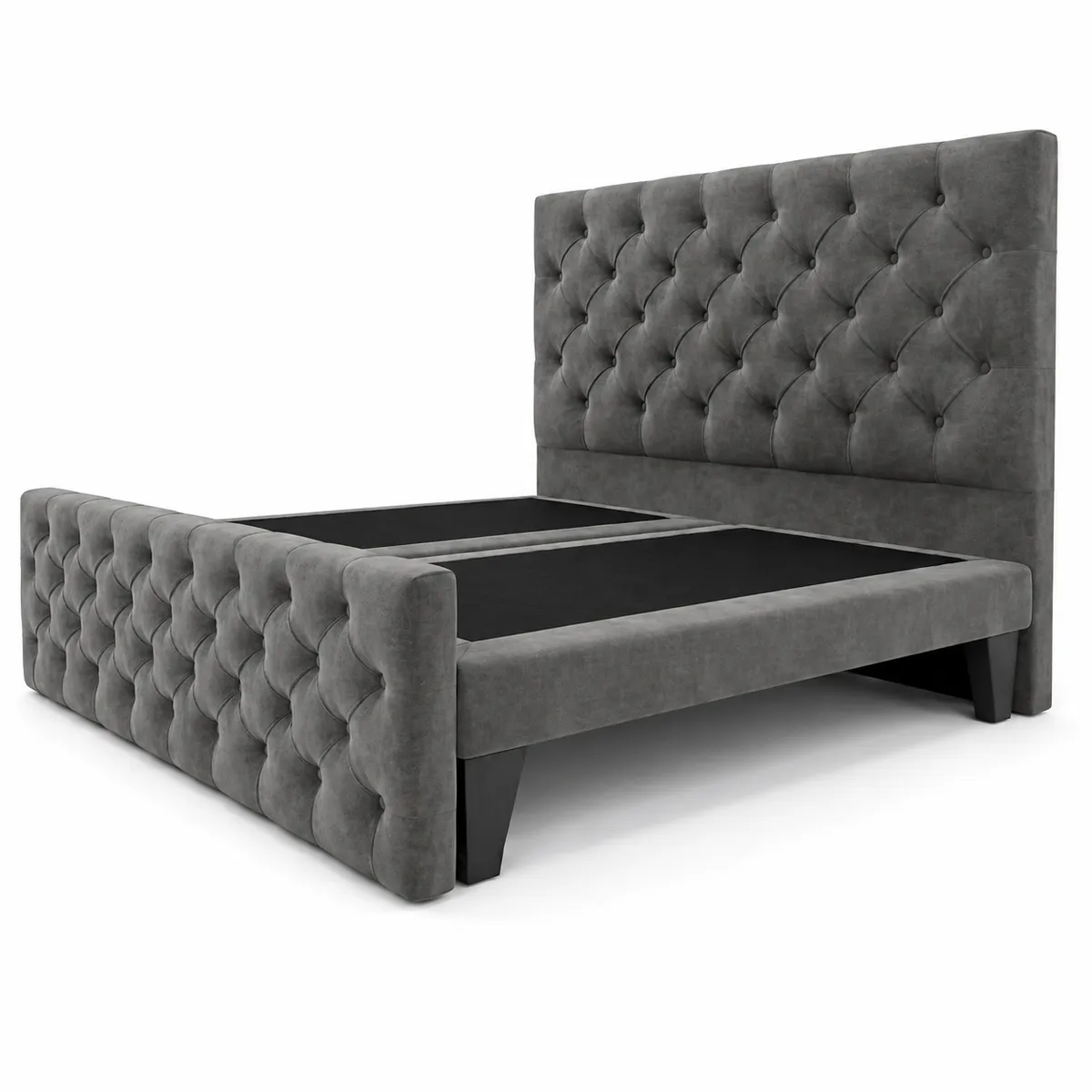 Cama 2 Plazas Capitone Gris Grafito con Doble Respaldo – Diseño Moderno y Máximo Confort, marca GENERICO - Foto Principal