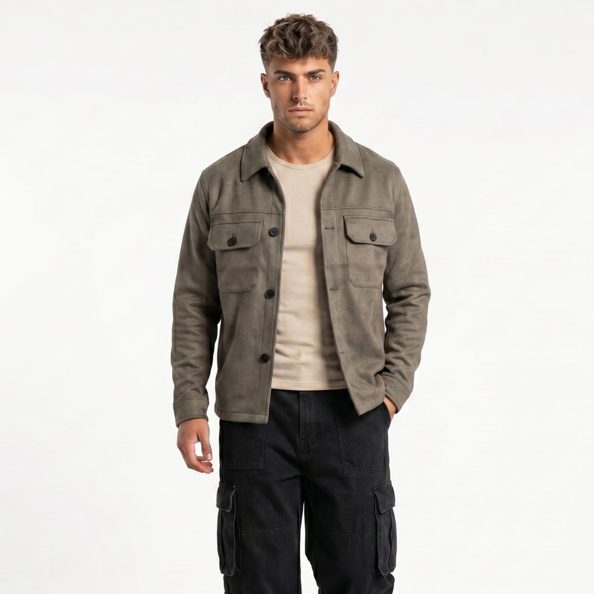 D'JOE - Chaqueta Sobrecamisa Gamuza Soft Hombre Fabrizio