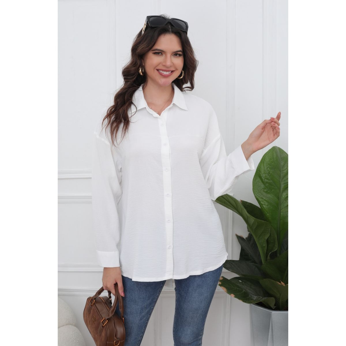 LIKE SHOP - Bluson Mujer Algodón Manga Larga Casual Abotonada 0070