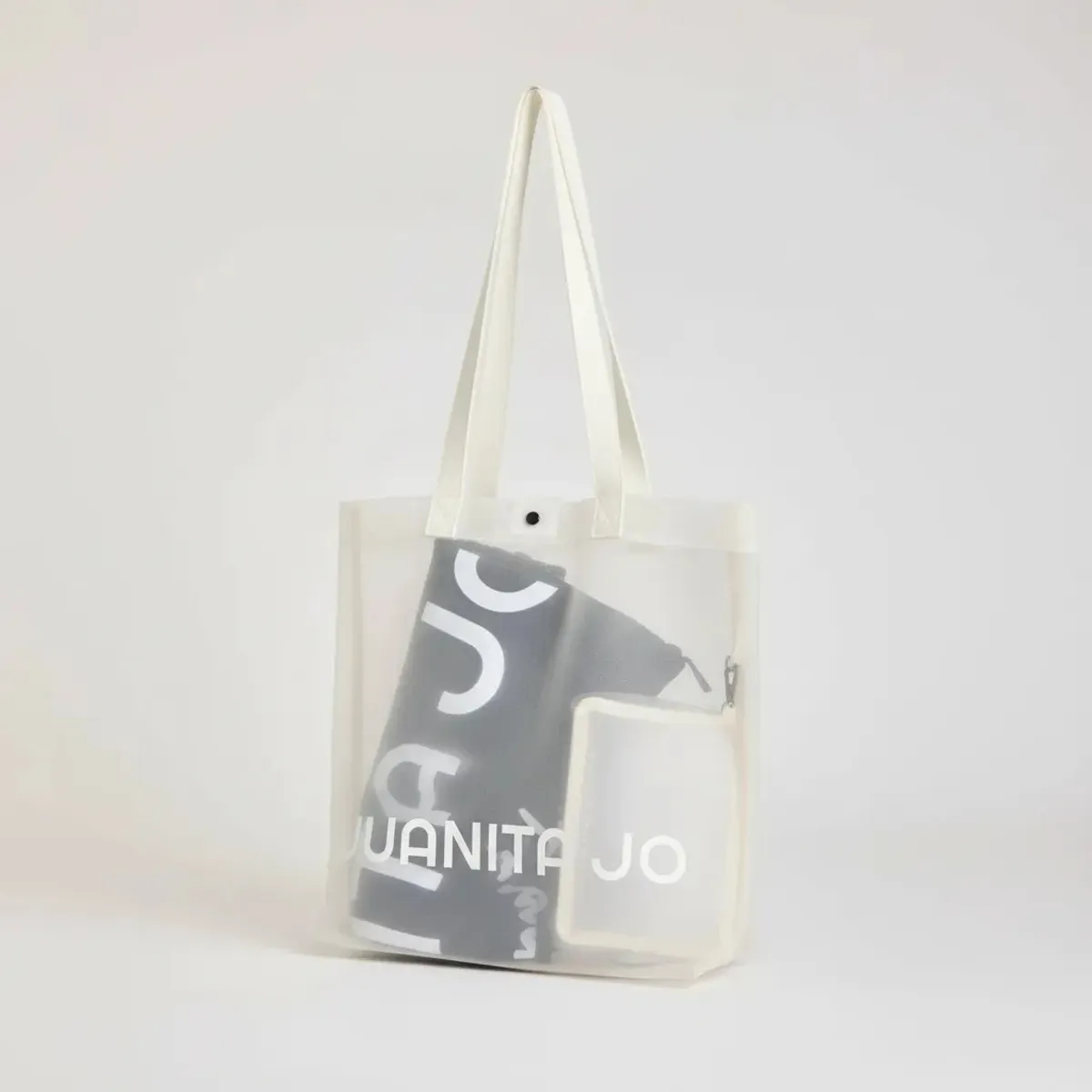 JUANITA JO - Cartera Bolso Tote Bag Micro Malla Blanco