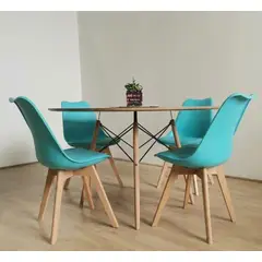 CORI CORI - Juego de Comedor Mesa Wood 100cm + 4 Sillas Tulip
