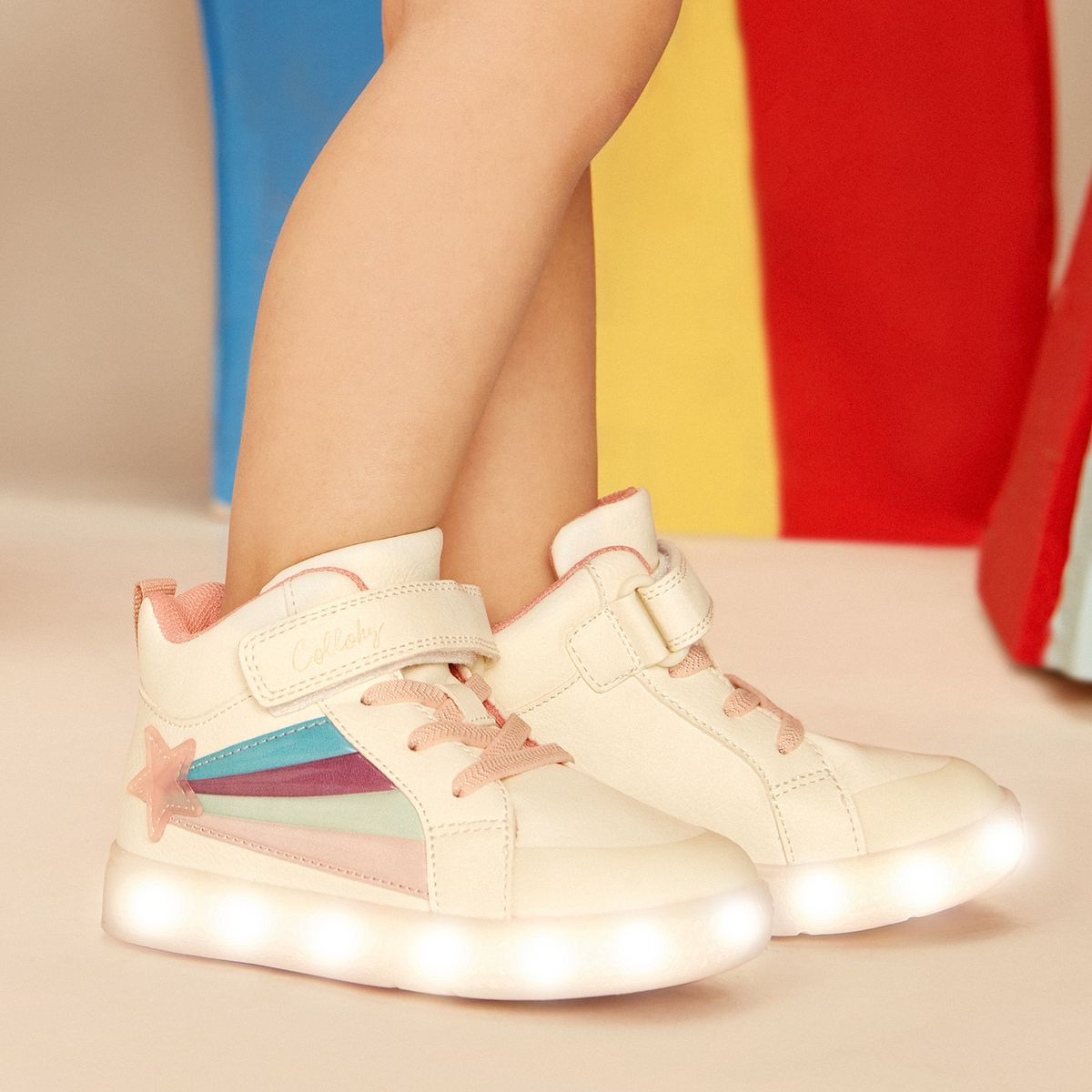 COLLOKY - Zapatilla Niña Luces Blanca