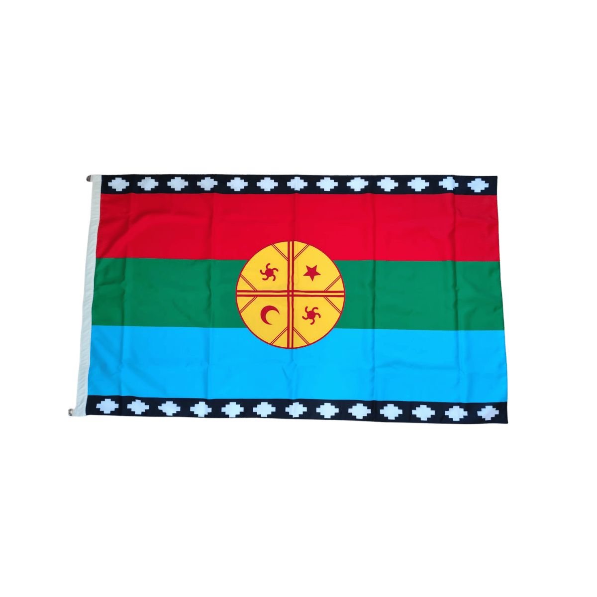 GENERICO - Bandera Mapuche 90 x 150 cm. - Confeccion Artesanal de Alta Calidad
