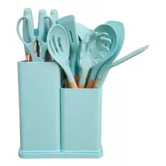 GENERICO - Set de Utensilios de Cocina y Cuchillos 19 Piezas color Aguamarina