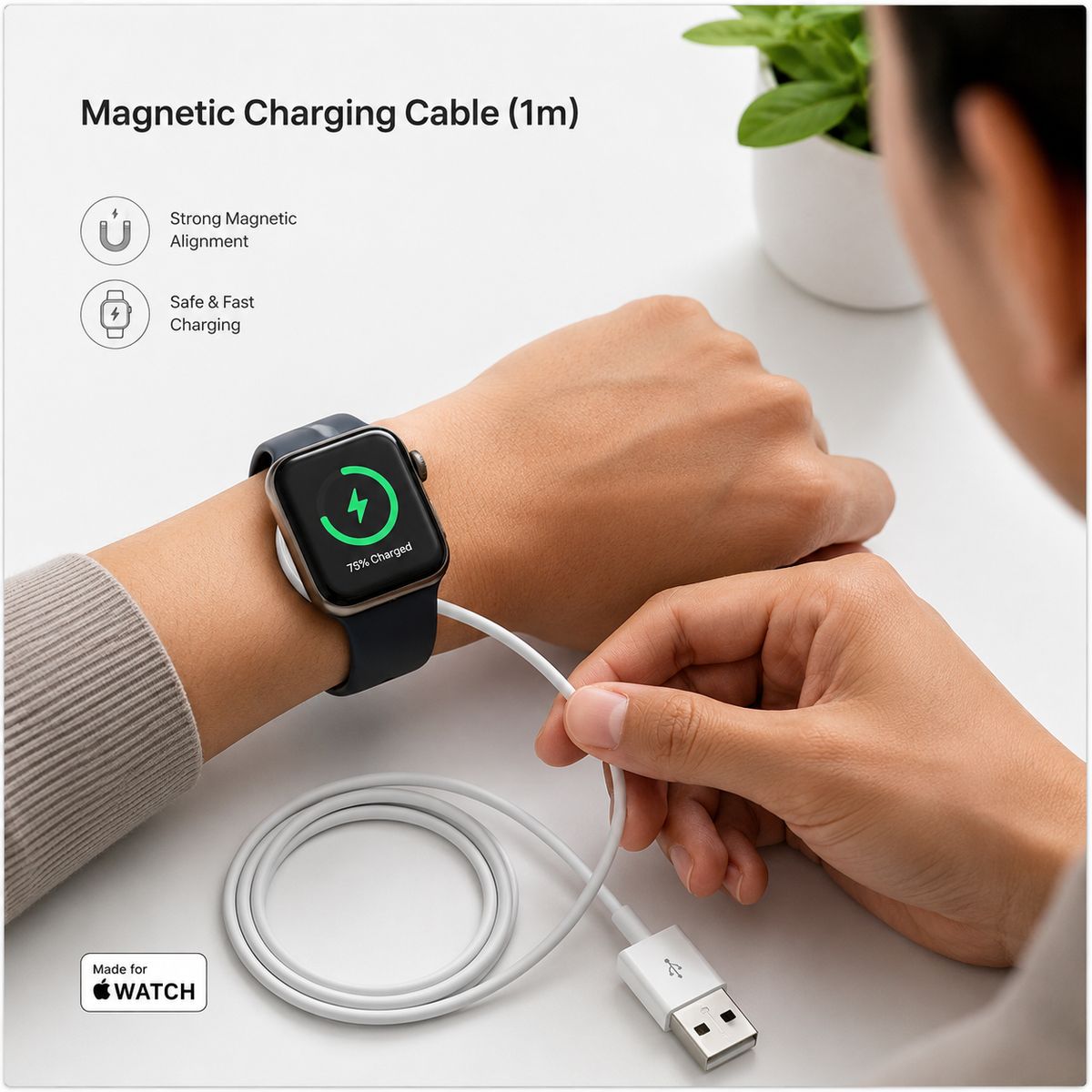 GENERICO - Cable cargador magnético para Reloj  IWatch Iphone