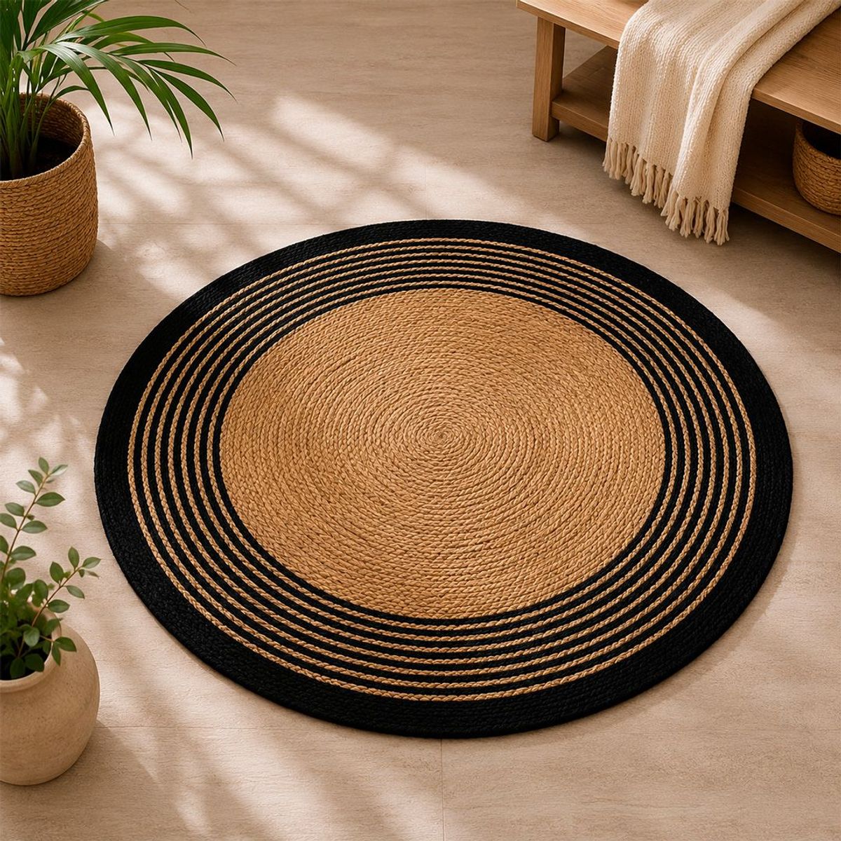 GENERICO - Alfombra De Yute Redonda  120 cm 3