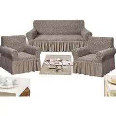 GENERICO - Cubresillon Para Sofa Liso Con Faldon Juego Completo 3+1+1