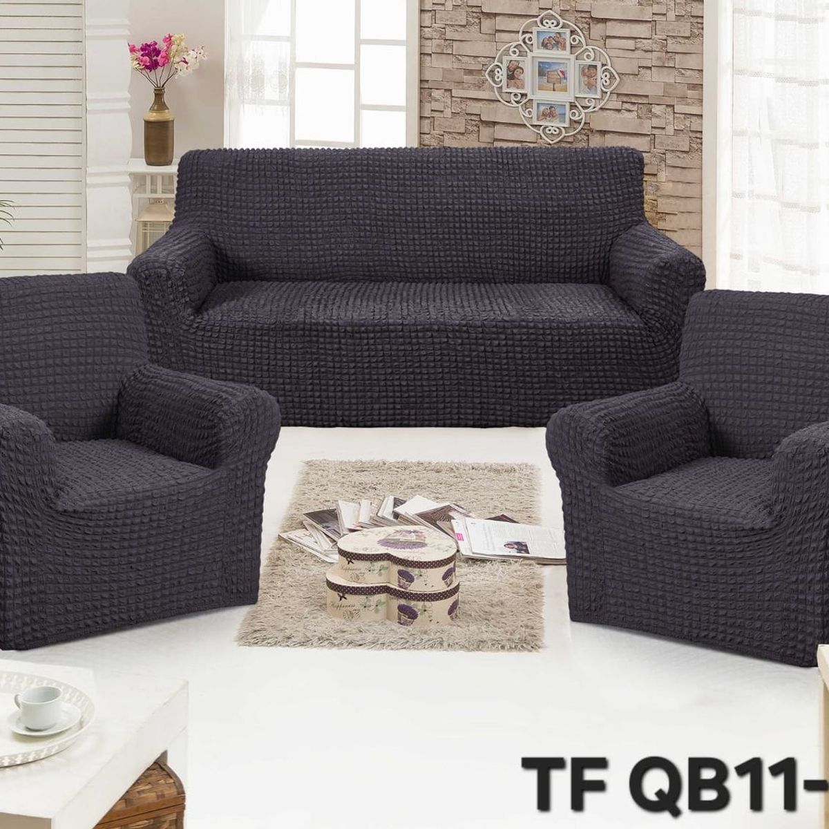 GENERICO - Fundas 3+1+1 Para Sofa Turco Sin Faldon Juego Completo