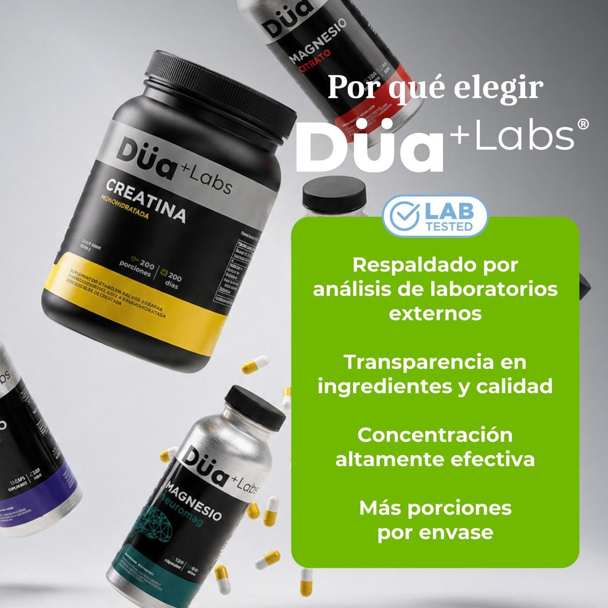 DUA LABS - Creatina Monohidratada Düa Labs 300g 60 Porciones Sin Sabor
