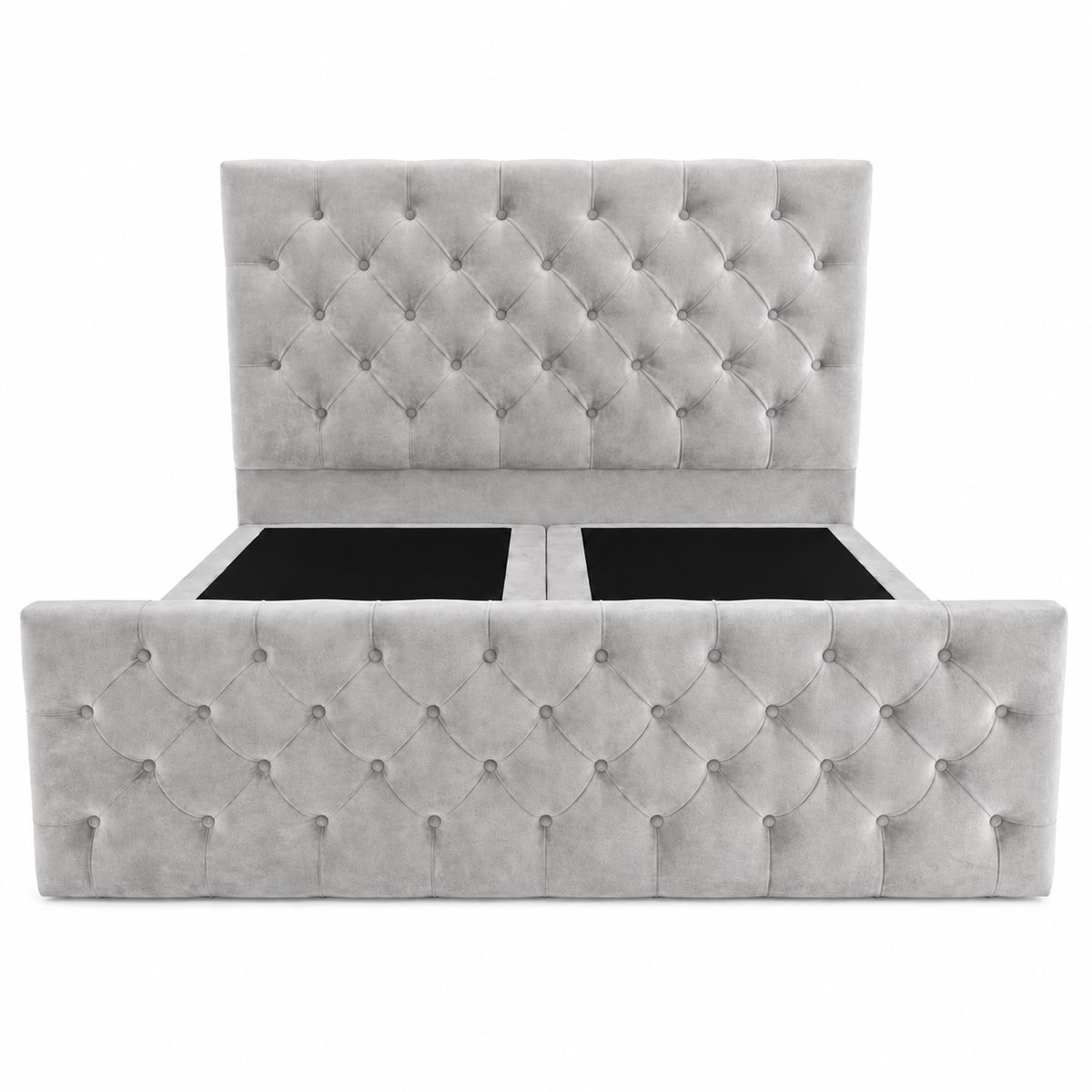 GENERICO - Cama King Capitone Gris Claro con Doble Respaldo Con Colchon Mery Desing  Diseño Moderno y Máximo Confort