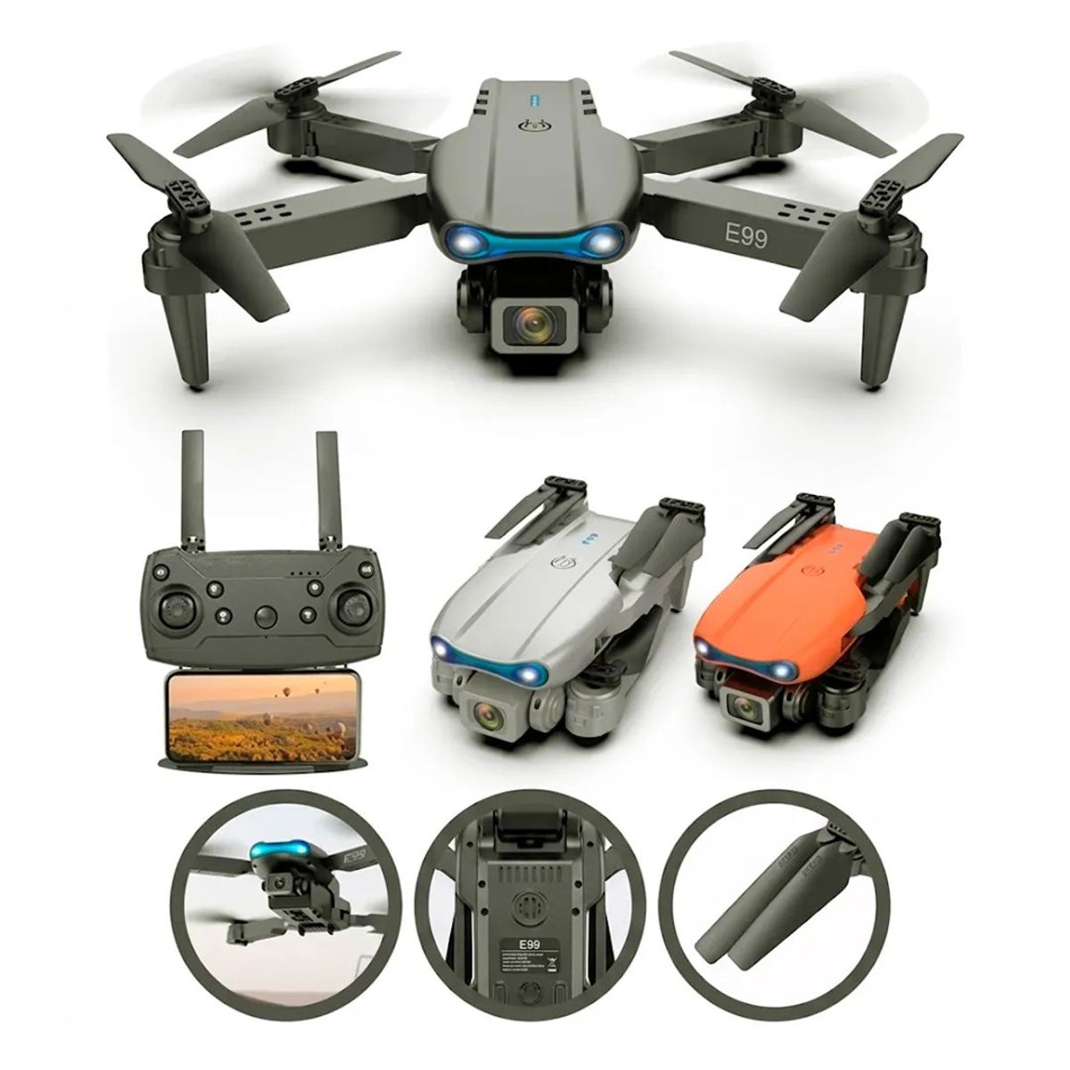 GENERICO - Camara Mini Starter Drone E99 Dual Hd Con Control De 2,4 Ghz