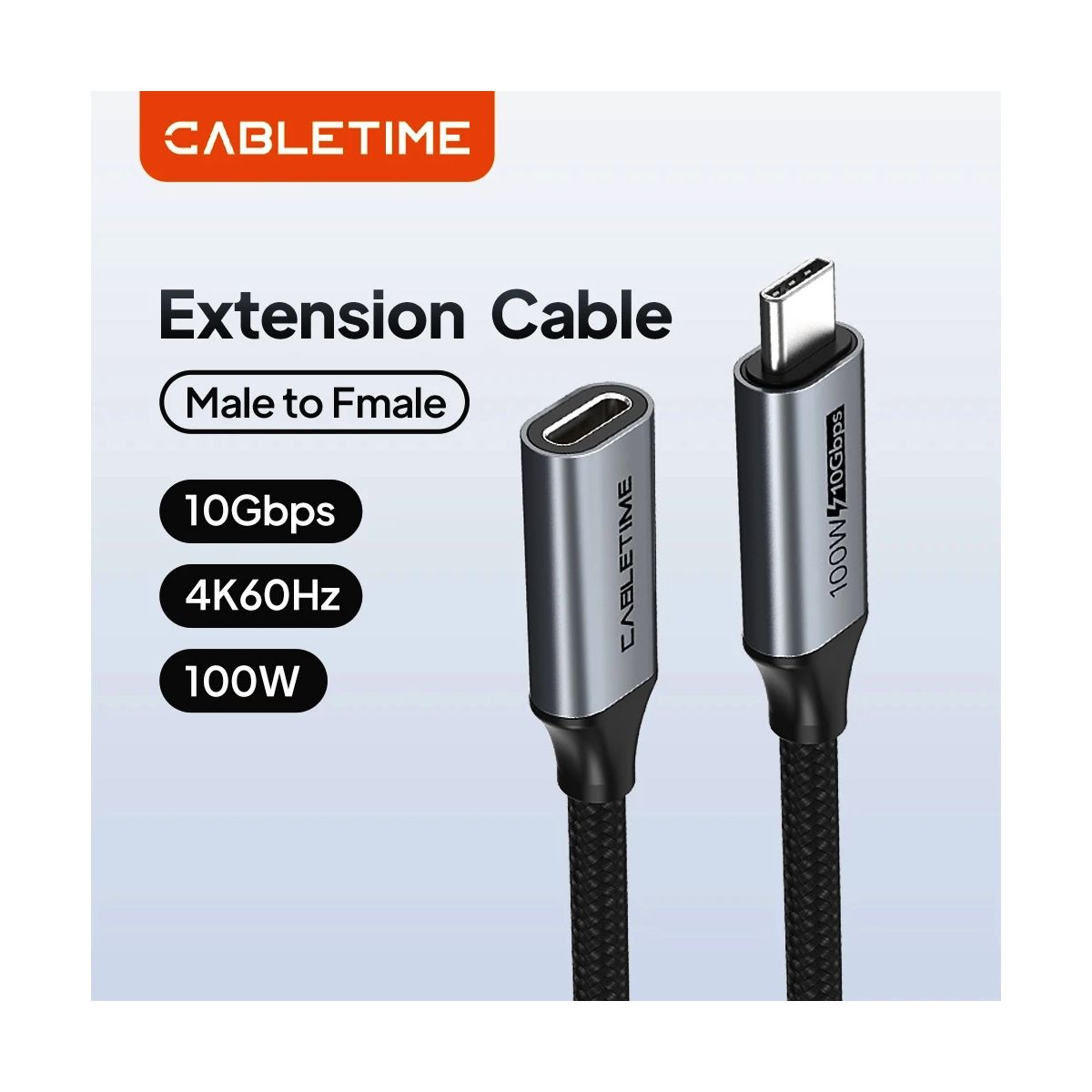 GENERICO - Cable Extension Pro Usb C Hembra - Usb C Macho 5a 10gbps 2m